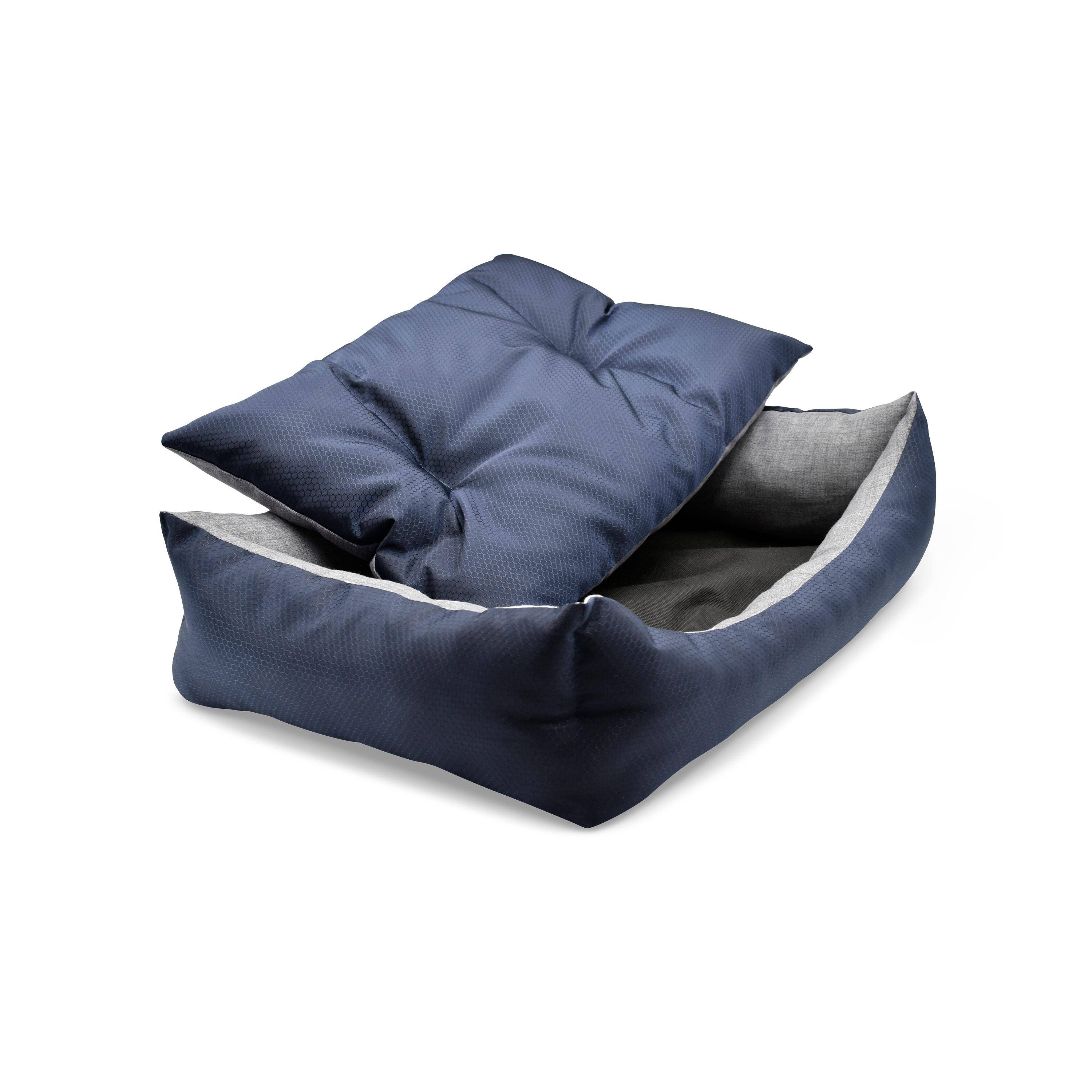 Corbeille en coton et polyester oxford pour chien moyen, bleu marine et gris, taille M  Photo4
