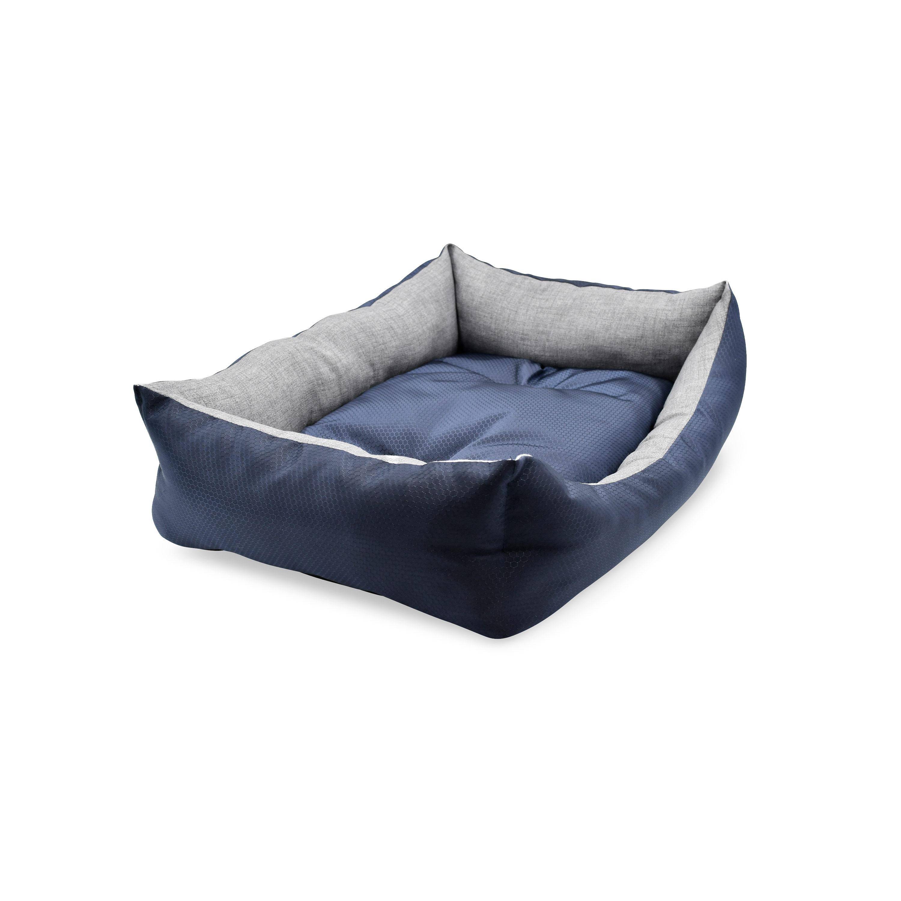 Corbeille en coton et polyester oxford pour chien moyen, bleu marine et gris, taille M  Photo2