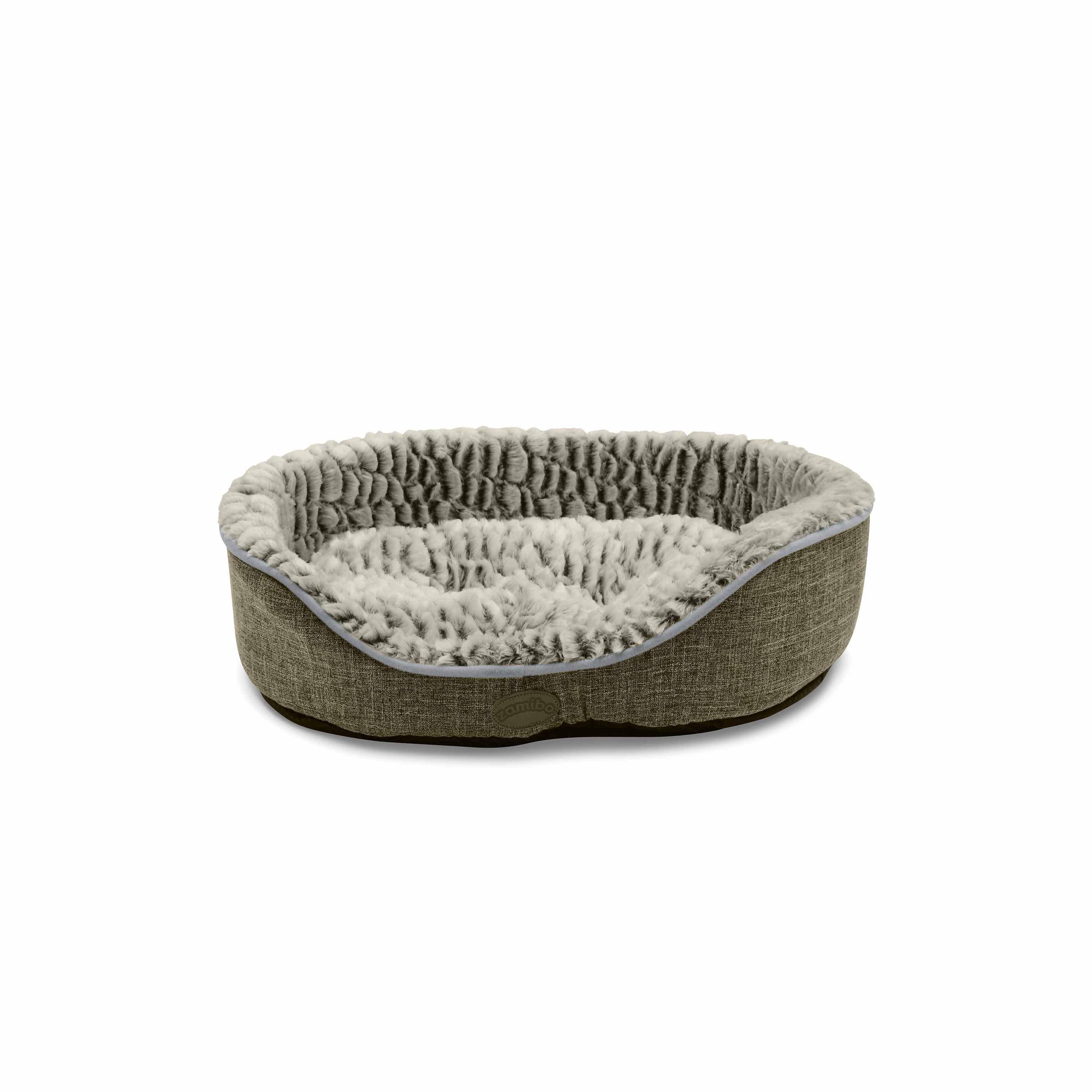 Zacht, omkeerbaar en comfortabel grijs mandje linnenlook, voor kleine honden en katten, maat S Photo2
