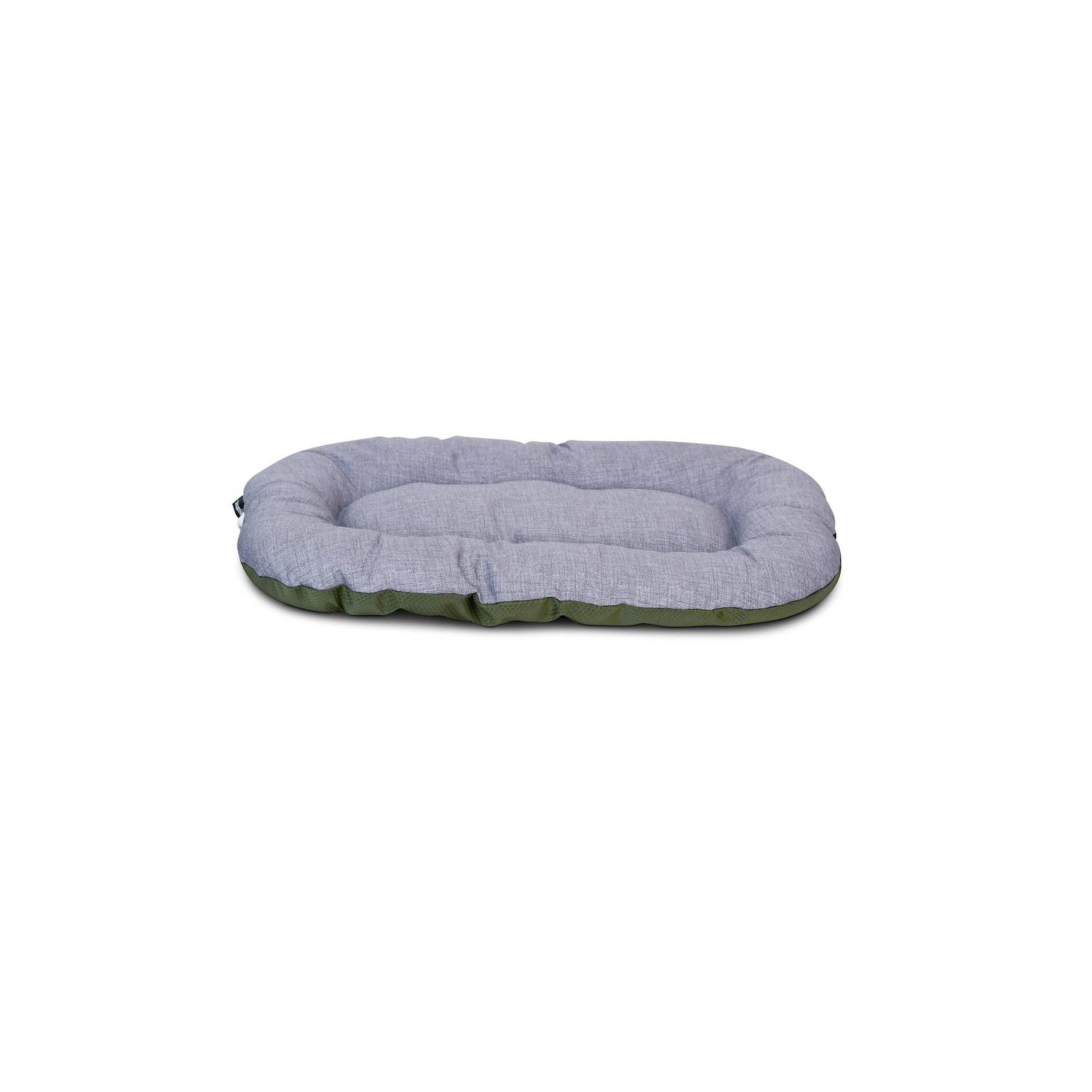 Coussin en coton et en polyester kaki et gris 70x60cm de forme ovale pour petit chien et chat, taille S  Photo2