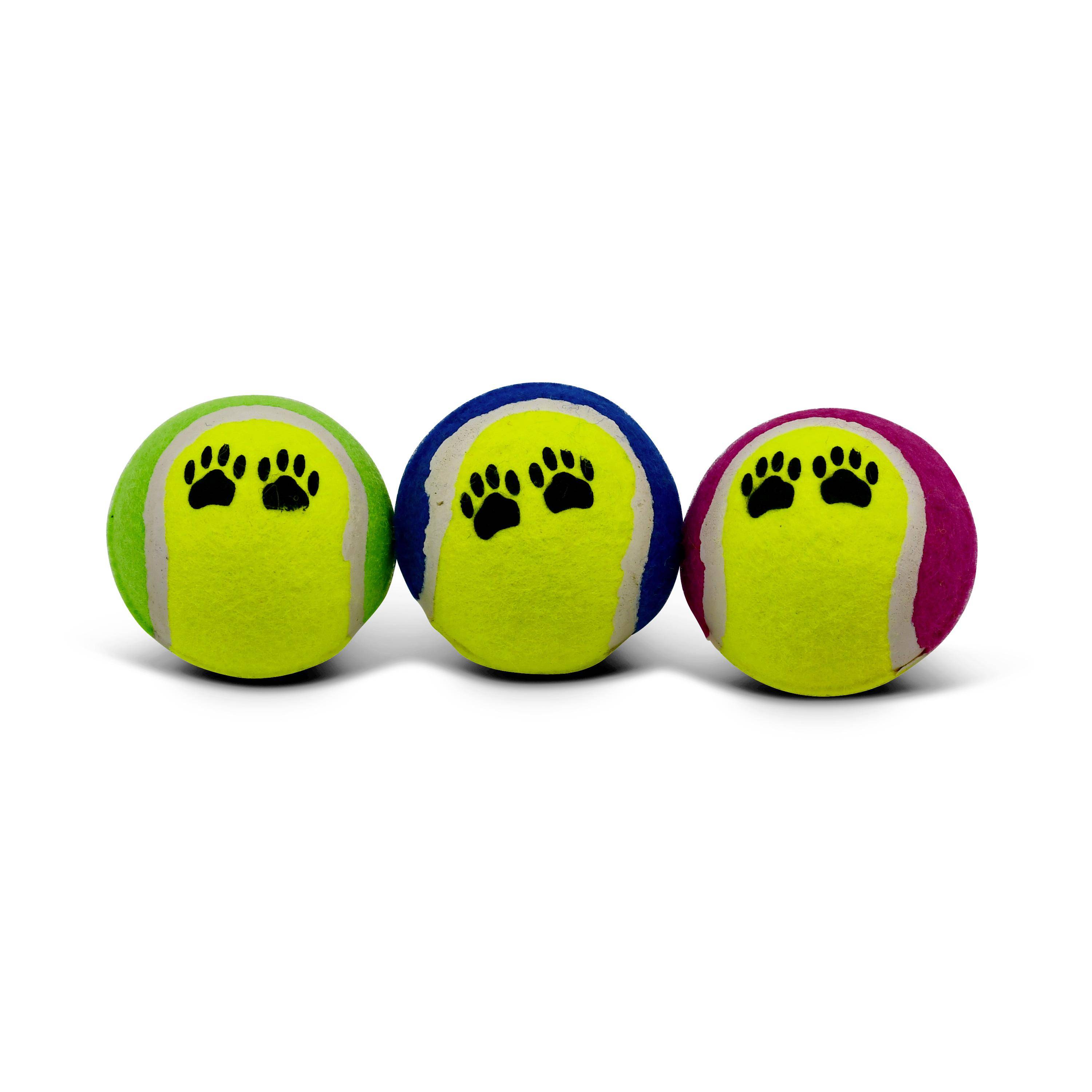 Lot de trois balles de tennis de 6cm de diamètre, jouets pour chien  Photo1