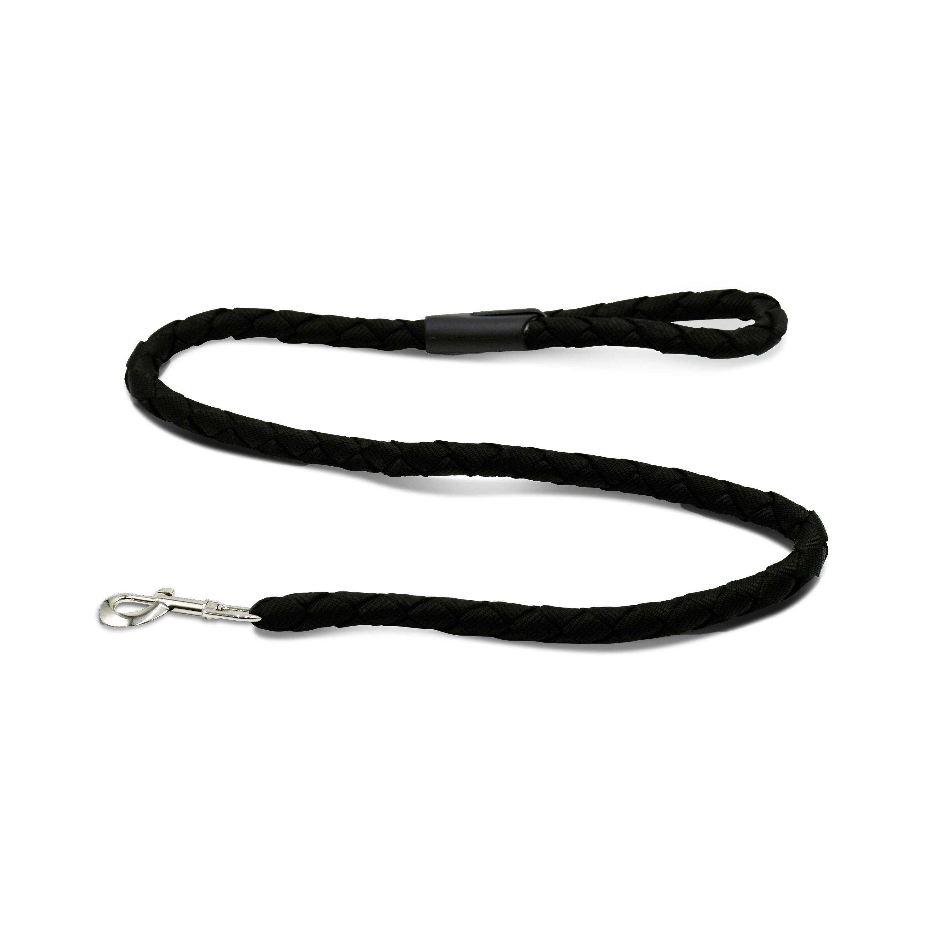 Laisse noire en nylon ronde de 120 cm + Harnais réfléchissant noir et gris réglable pour grand chien, taille L Photo2