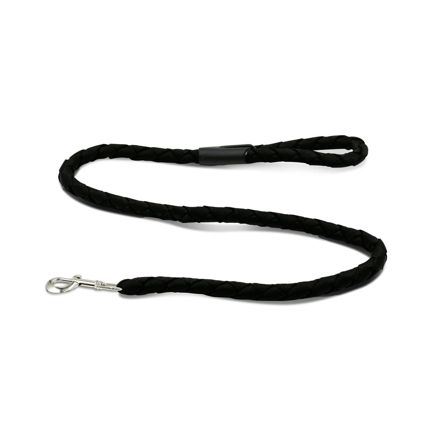 Laisse noire en nylon ronde de 120 cm + Harnais réfléchissant noir et gris réglable pour chien moyen, taille M Photo2