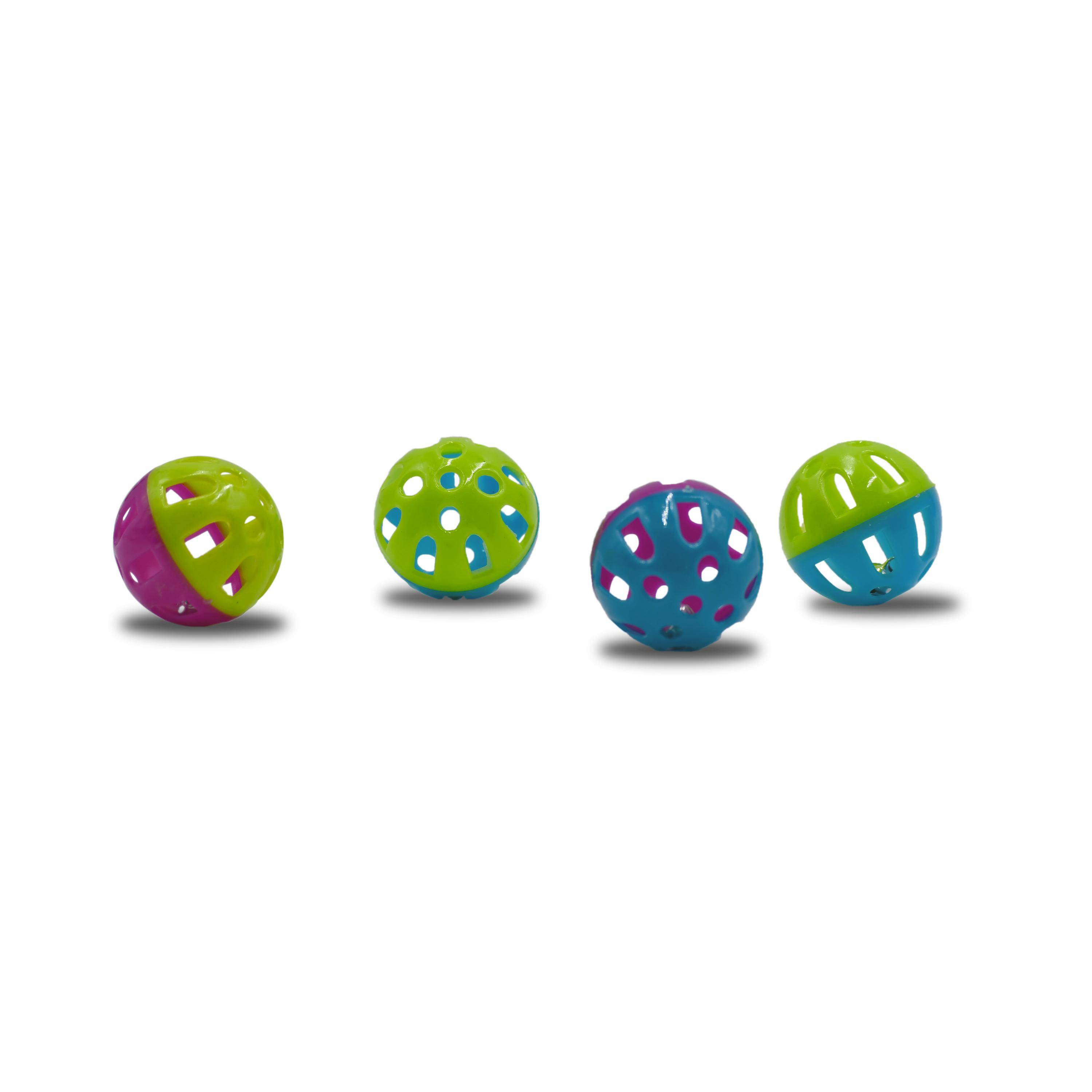 Canne à pêche avec 4 souris sur un élastique + lot de 4 balles en plastique, verte bleu et rose avec un grelot Photo4