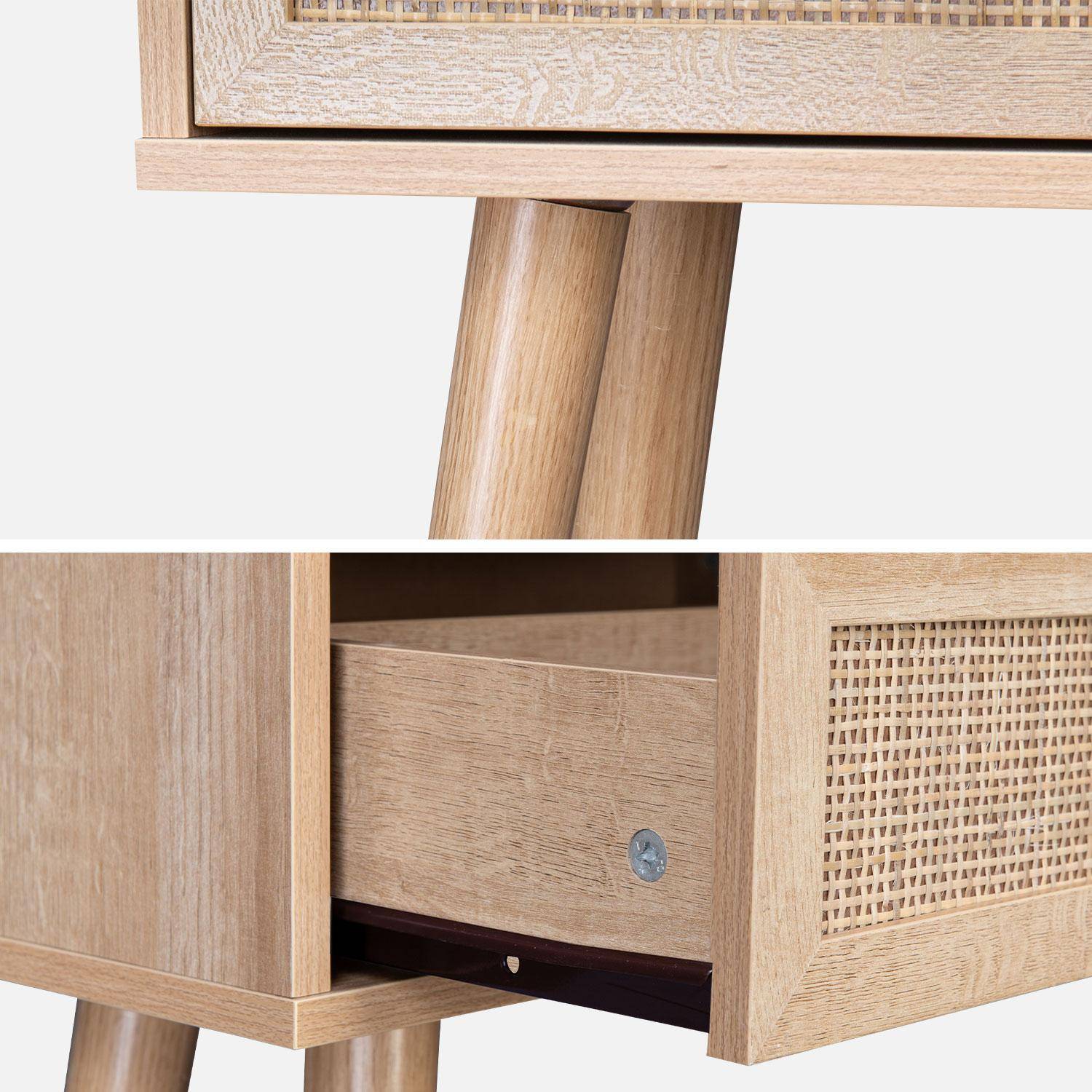 Consola de caña 100x29x81cm - Bohème - 1 cajón, 1 espacio de almacenamiento, patas escandinavas, decoración de madera, 1 asa Photo5