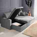 Canapé d'angle convertible en tissu gris clair - IDA - 3 places, fauteuil d'angle réversible coffre rangement lit modulable  Photo3