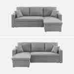 Canapé d'angle convertible en tissu gris clair - IDA - 3 places, fauteuil d'angle réversible coffre rangement lit modulable  Photo5