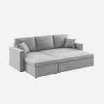 Canapé d'angle convertible en tissu gris clair - IDA - 3 places, fauteuil d'angle réversible coffre rangement lit modulable  Photo9