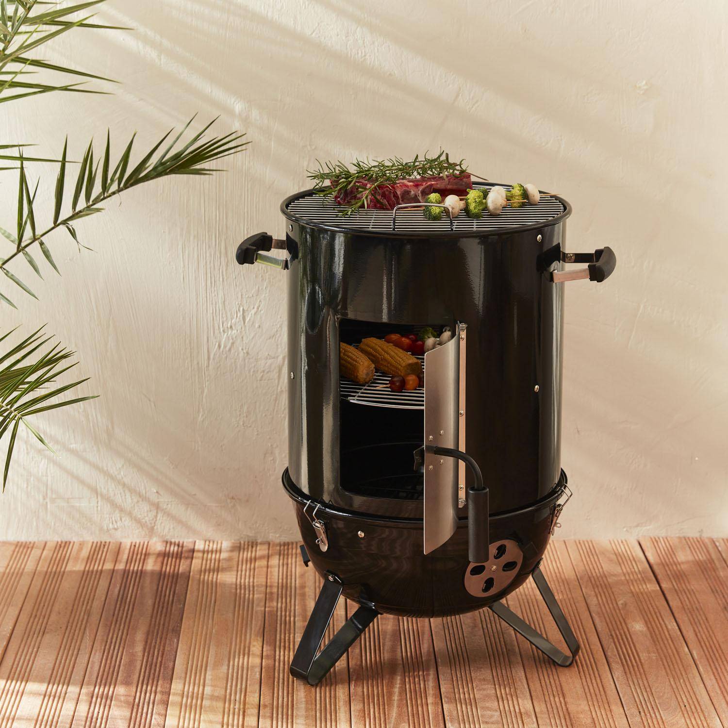 Houtskoolbarbecue - Jacques - barbecue met beluchters, rookoven, grill, rookdoos, zwart Photo2