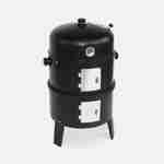 Barbecue fumoir au charbon de bois Ø38cm – Edouard – Smoker avec aérateur, fumoir, gril, boite de fumage, noir Photo1