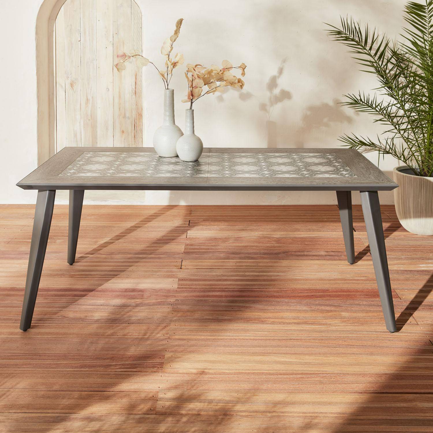 Table en métal et céramique 180 cm rectangulaire - Batam -  6 places, anthracite, Intérieur / Extérieur  Photo1
