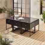 Table de jardin en résine 6 places – FIRENZE 6 – coloris noir, coussins blancs, table encastrable Photo2