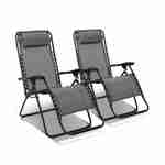 Lot de 2 fauteuils relax – Patrick – Textilène, pliables, multi-positions, anthracite Photo1