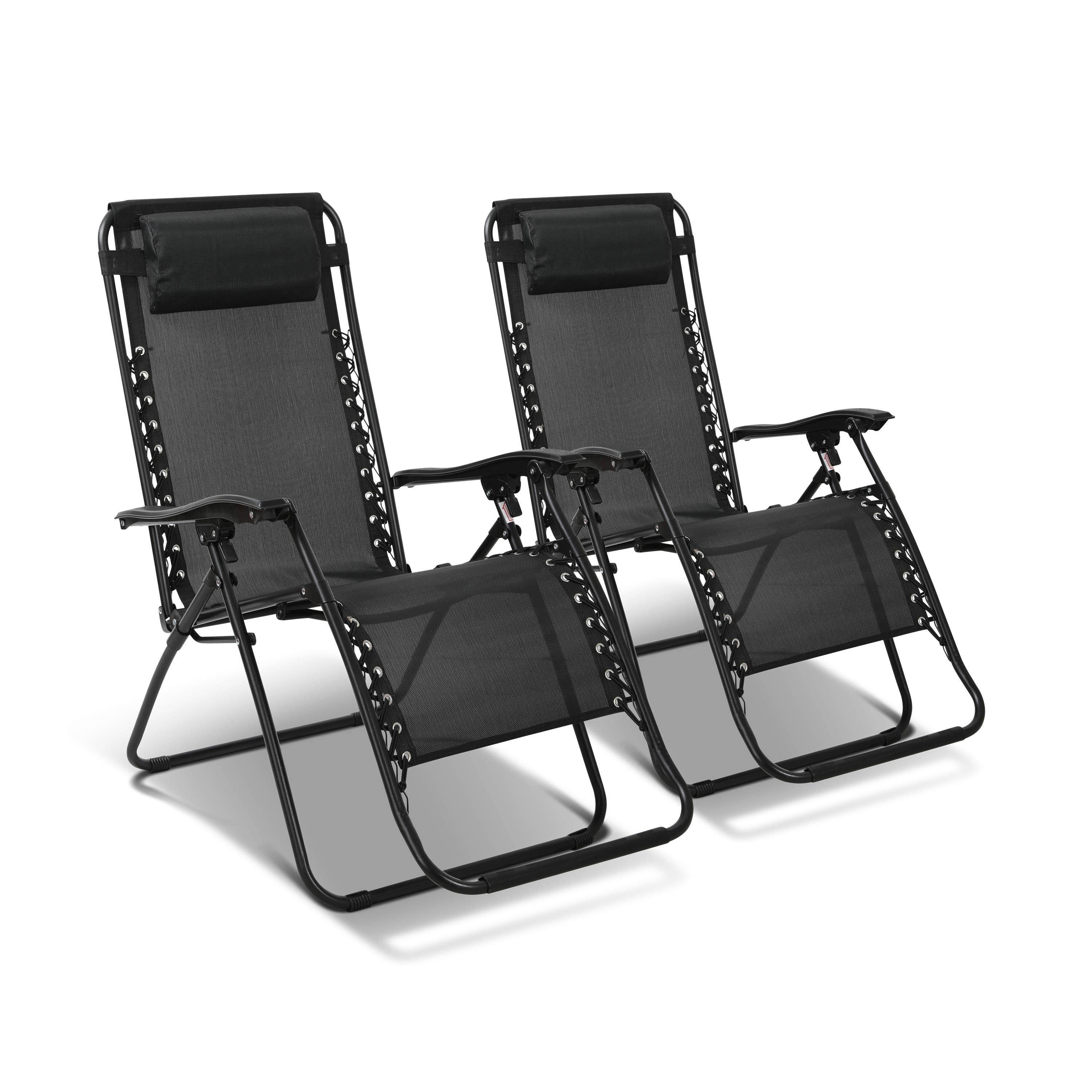 Set van 2 relax campingtoelen- opvouwbaar, verstelbaar, inklapbaar, zwart Photo1