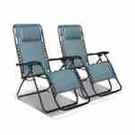 Lot de 2 fauteuils relax – Patrick – Textilène, pliables, multi-positions, bleu gris Photo1