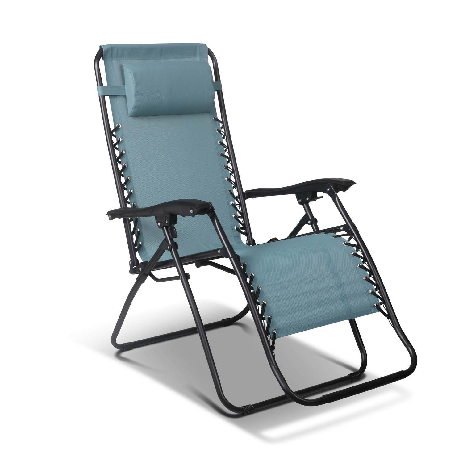 Lot de 2 fauteuils relax – Patrick – Textilène, pliables, multi-positions, bleu gris Photo2