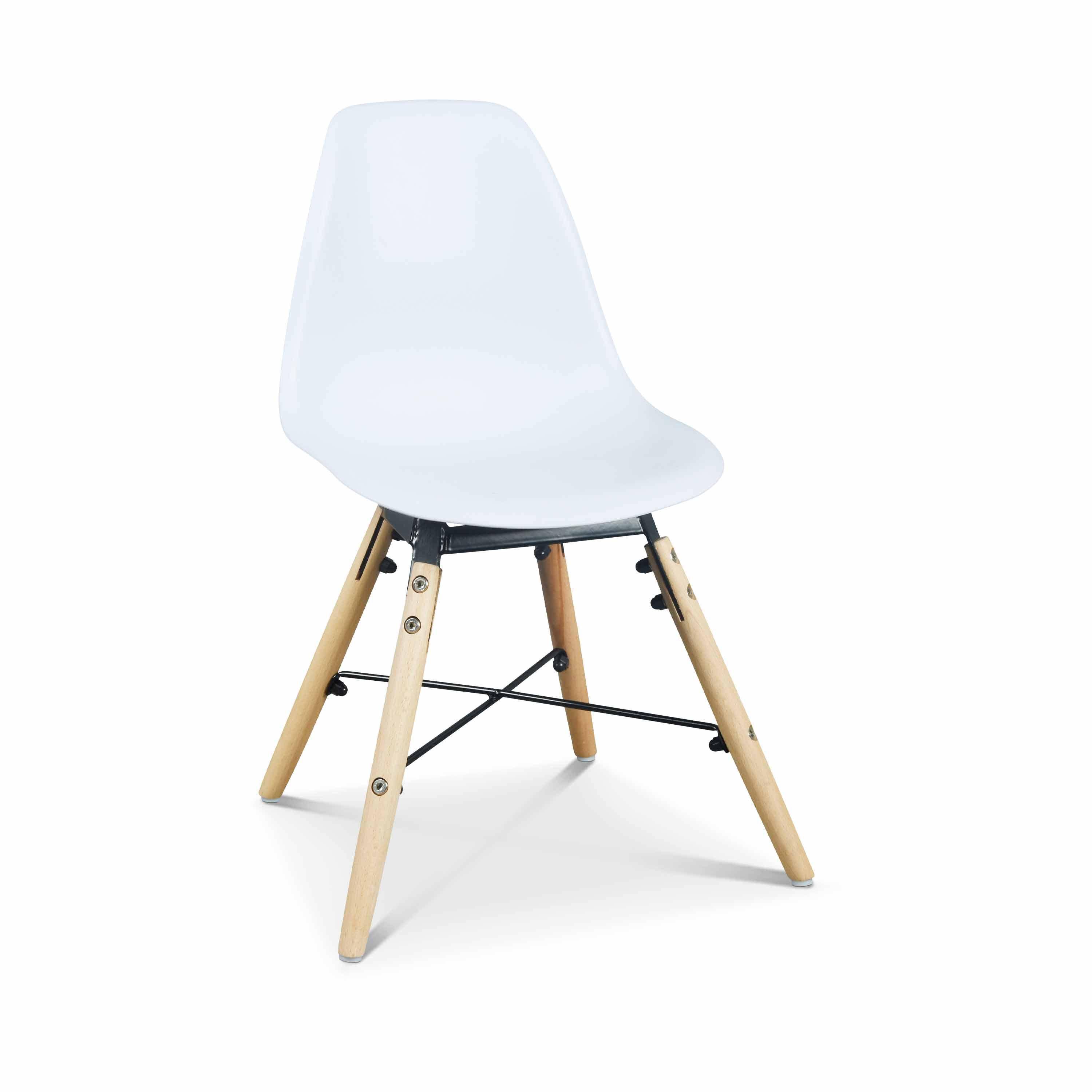 Ronde kindertafel met 4 stoelen CHARLIE - beukenhout, Ø60x H48cm, Naturel/Wit Photo3