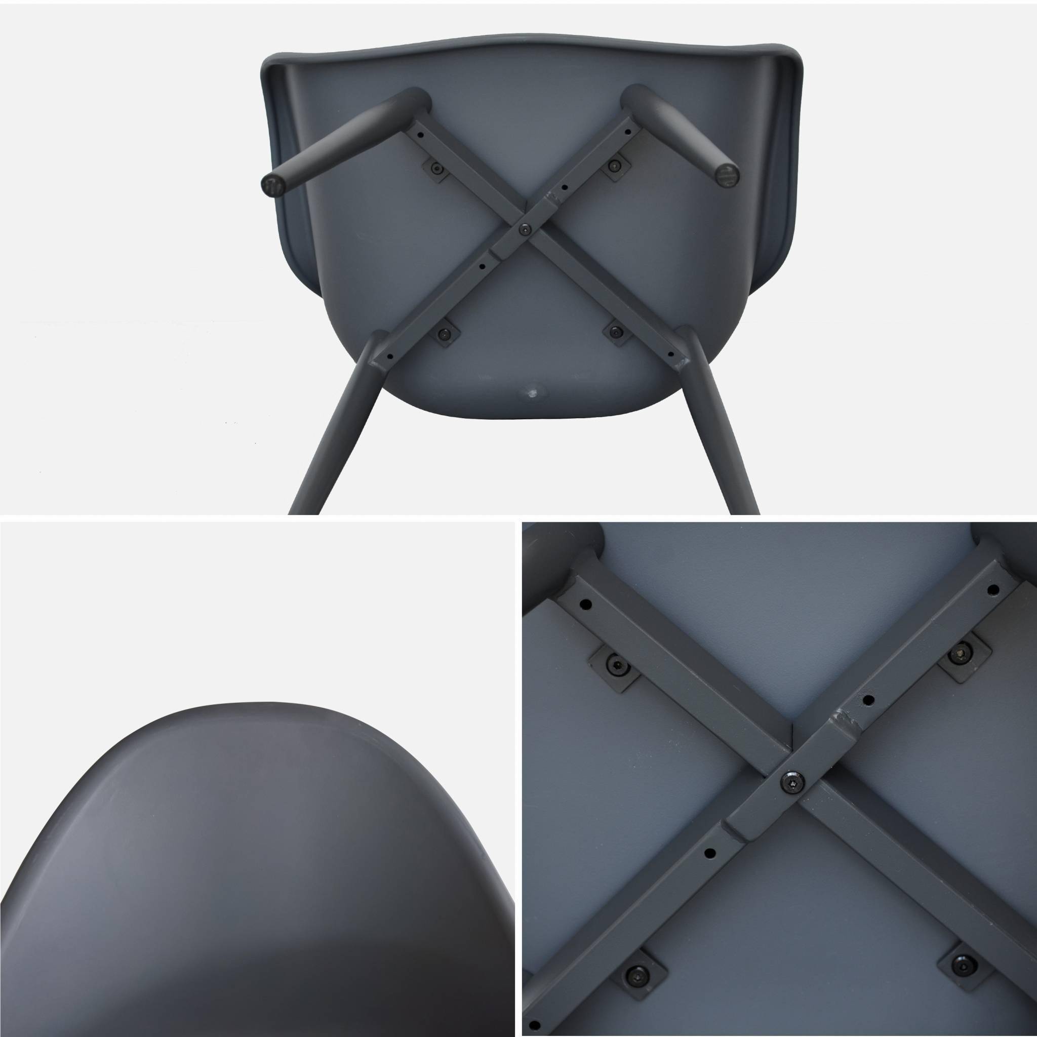 Set mit 2 Skandinavischen Sesseln PADAR, Metall und Spritzharz, dunkelgrau, Innen/Außen Photo4