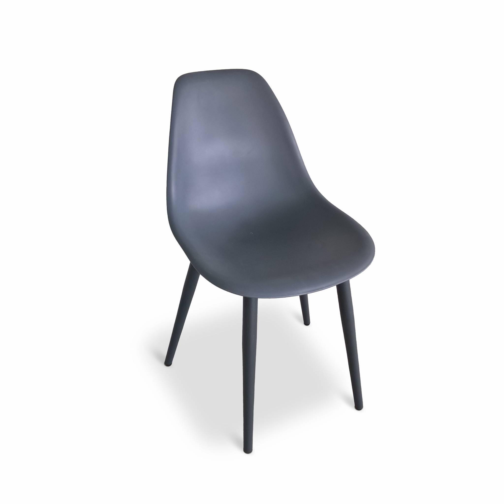Lot de 2 chaises scandinaves PADAR, métal et résine injectée, gris, Intérieur/extérieur Photo2