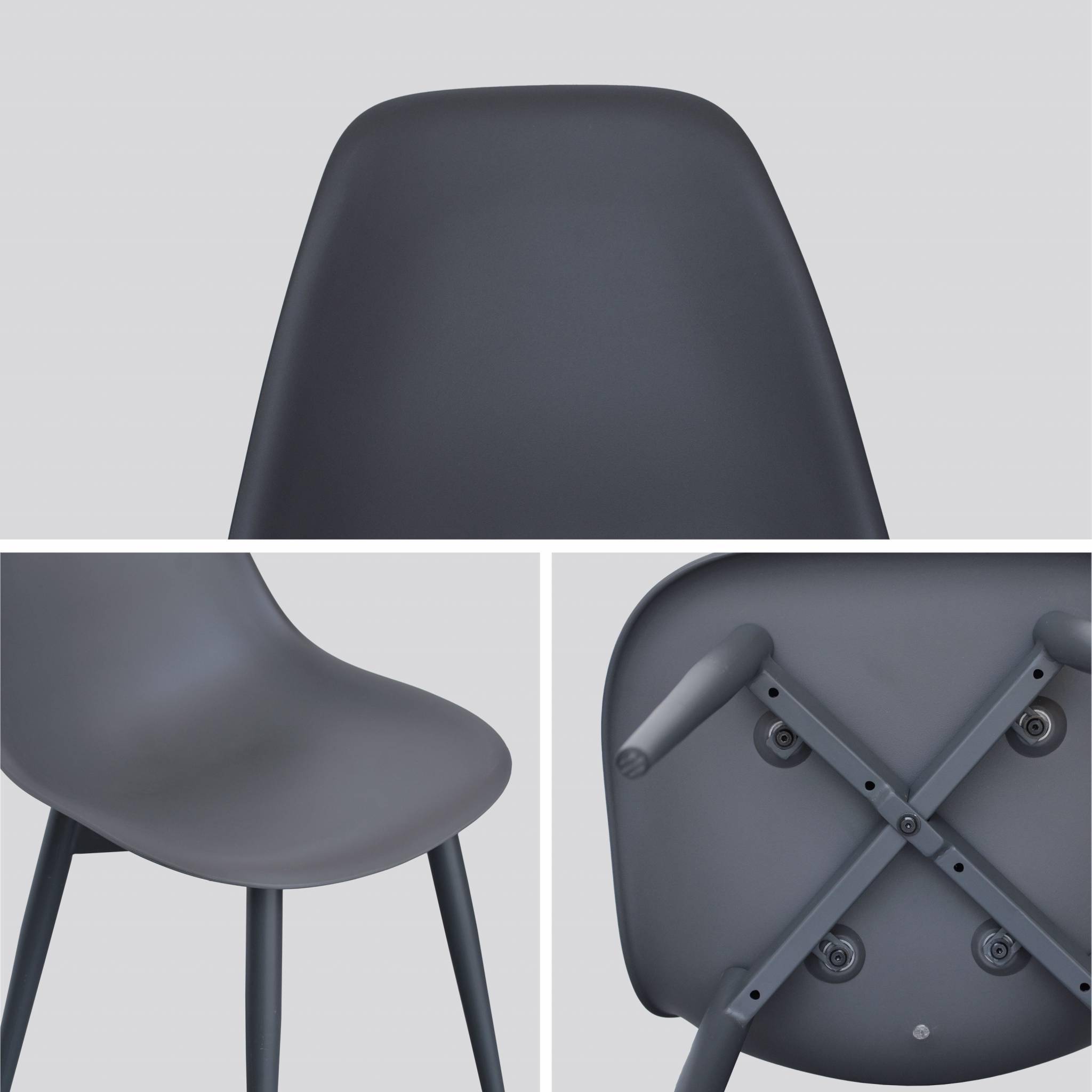 Lot de 2 chaises scandinaves PADAR, métal et résine injectée, gris, Intérieur/extérieur Photo5