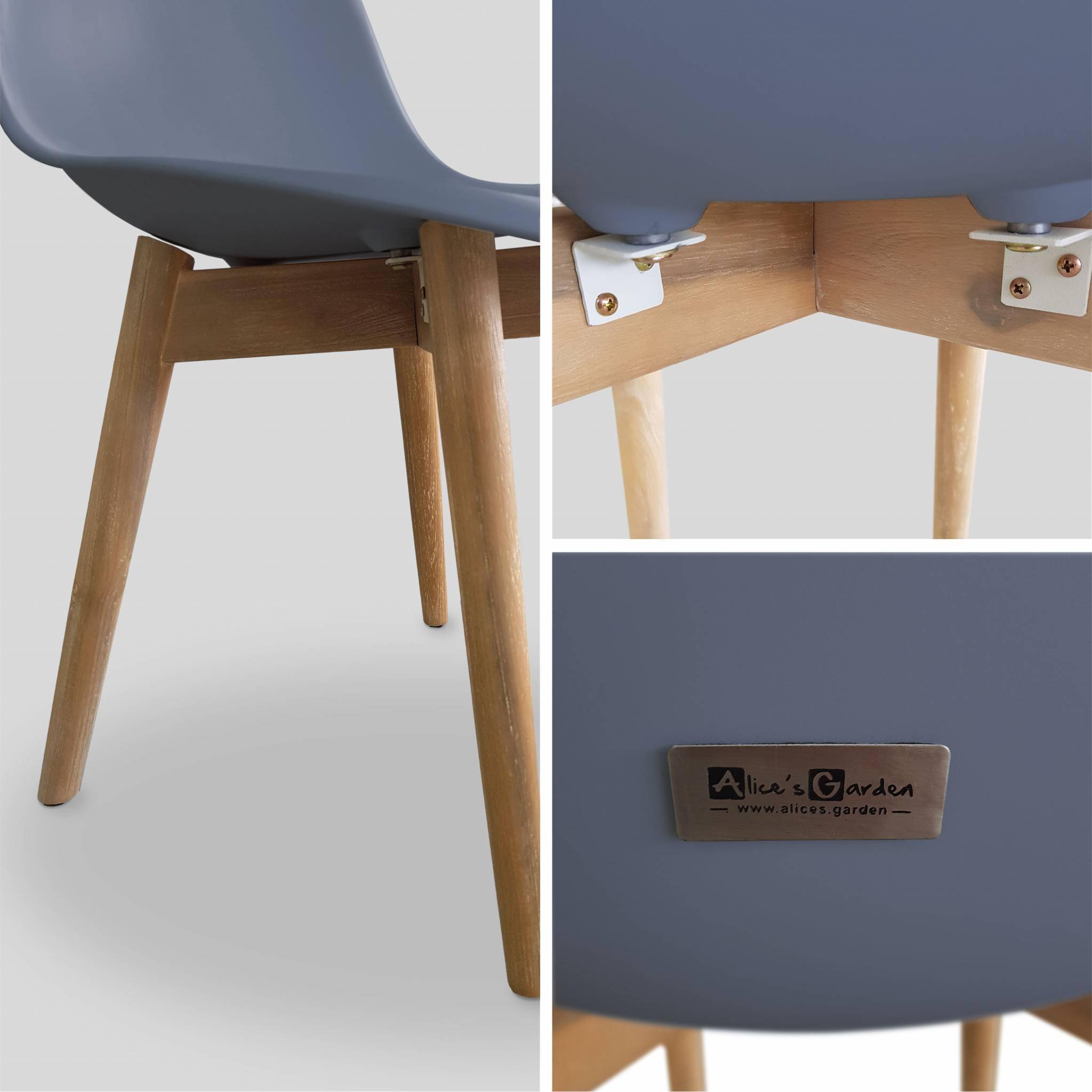 2er Set skandinavische Stühle Penida, aus Akazienholz und anthrazitfarbenem Kunstharz gespritzt, innen/außen Photo4