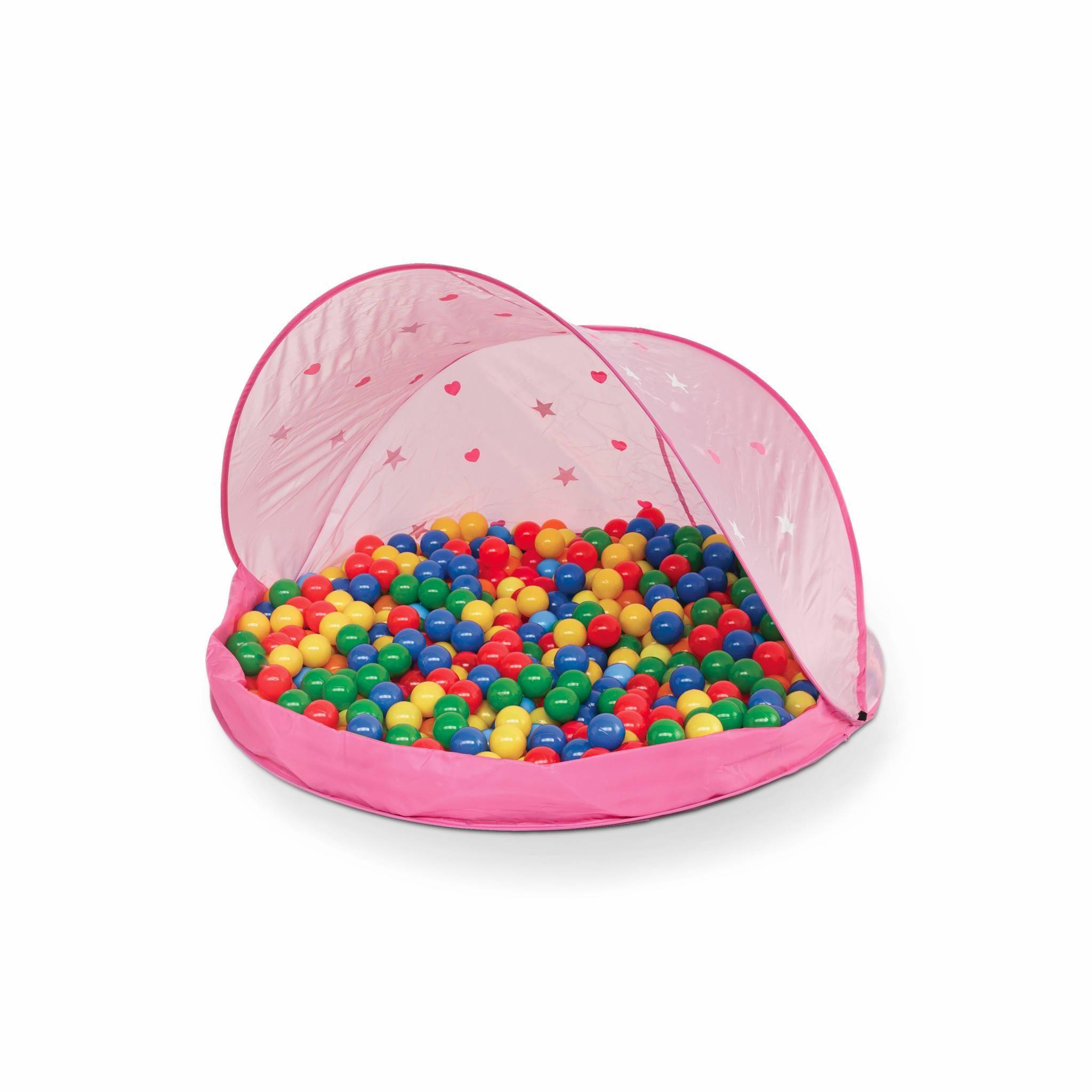 Tente de jeu pop-up rose pour enfants – Paulette, tente de protection solaire avec 50 balles Photo1
