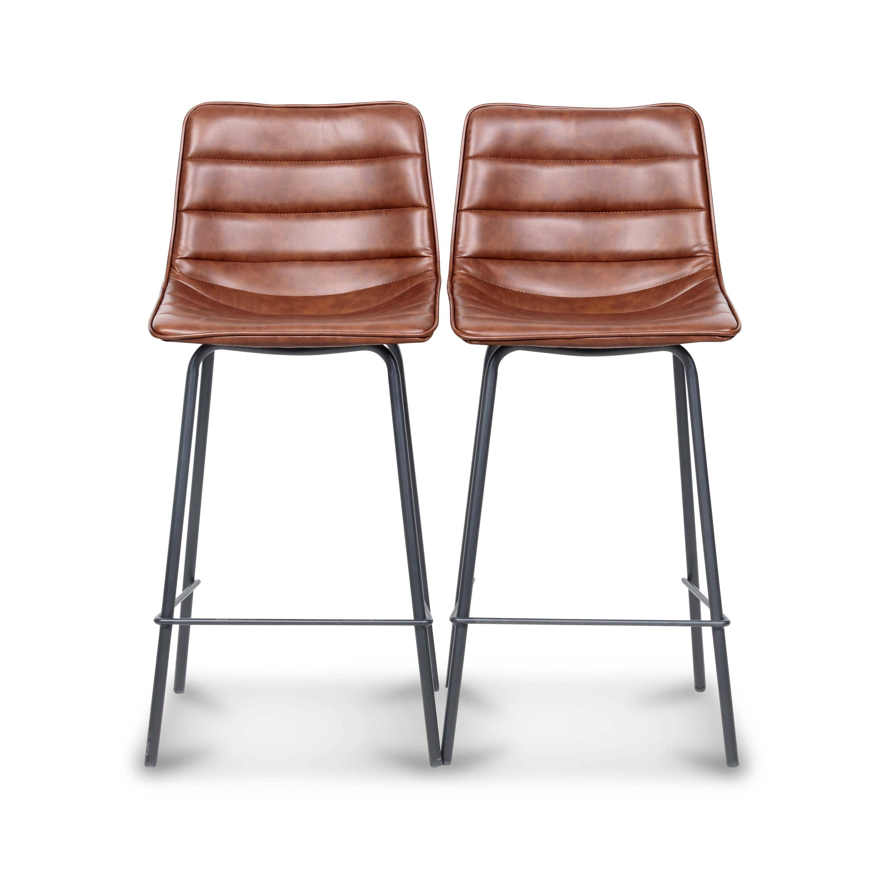 Lot de 2 chaises hautes – Mumbai – tabourets en simili cuir, pieds en métal Photo1