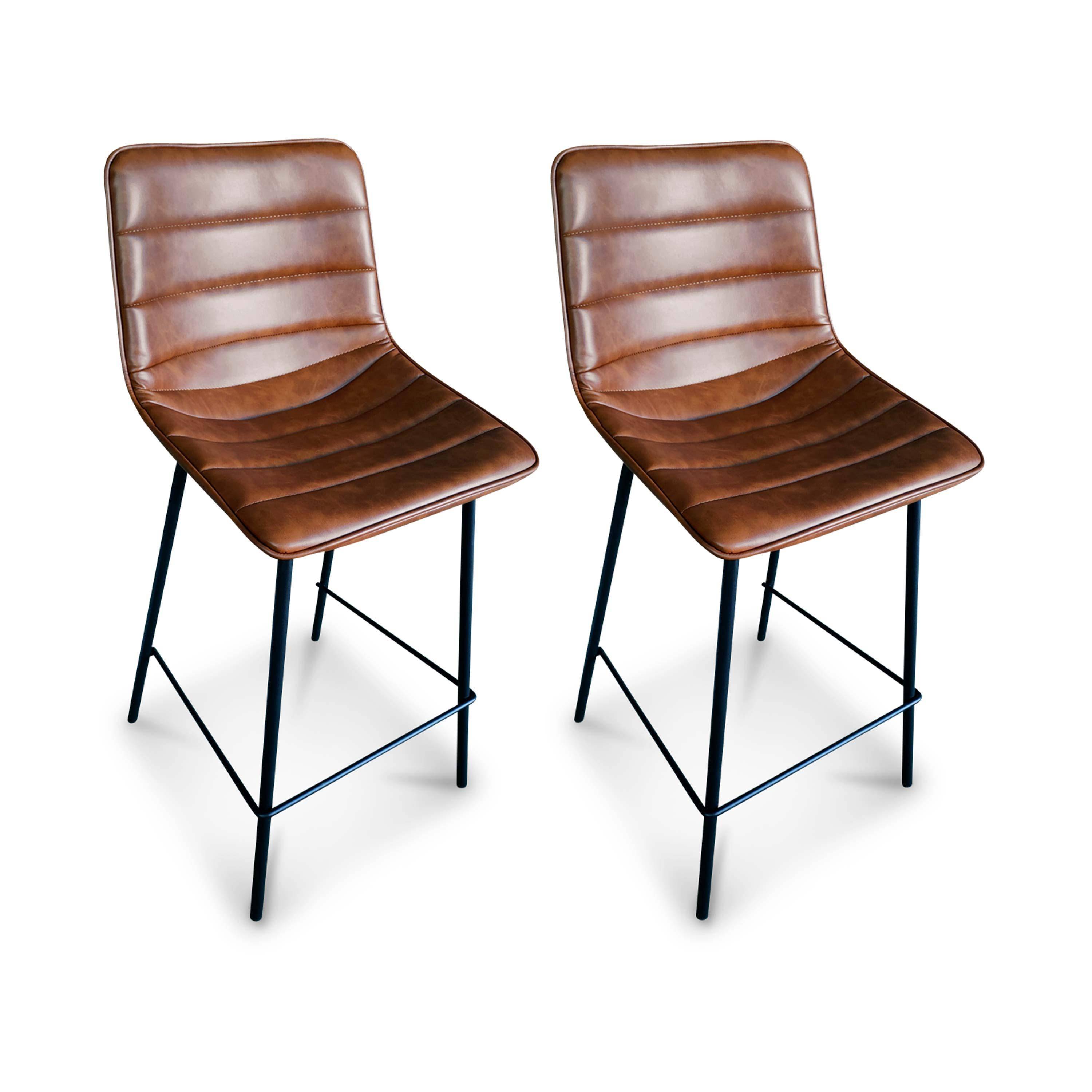 Lot de 2 chaises hautes – Mumbai – tabourets en simili cuir, pieds en métal Photo2