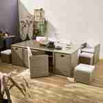 Conjunto de muebles de jardín de 8 a 12 plazas - Vabo - Color Beige, Cojines beige, mesa incorporada Photo1