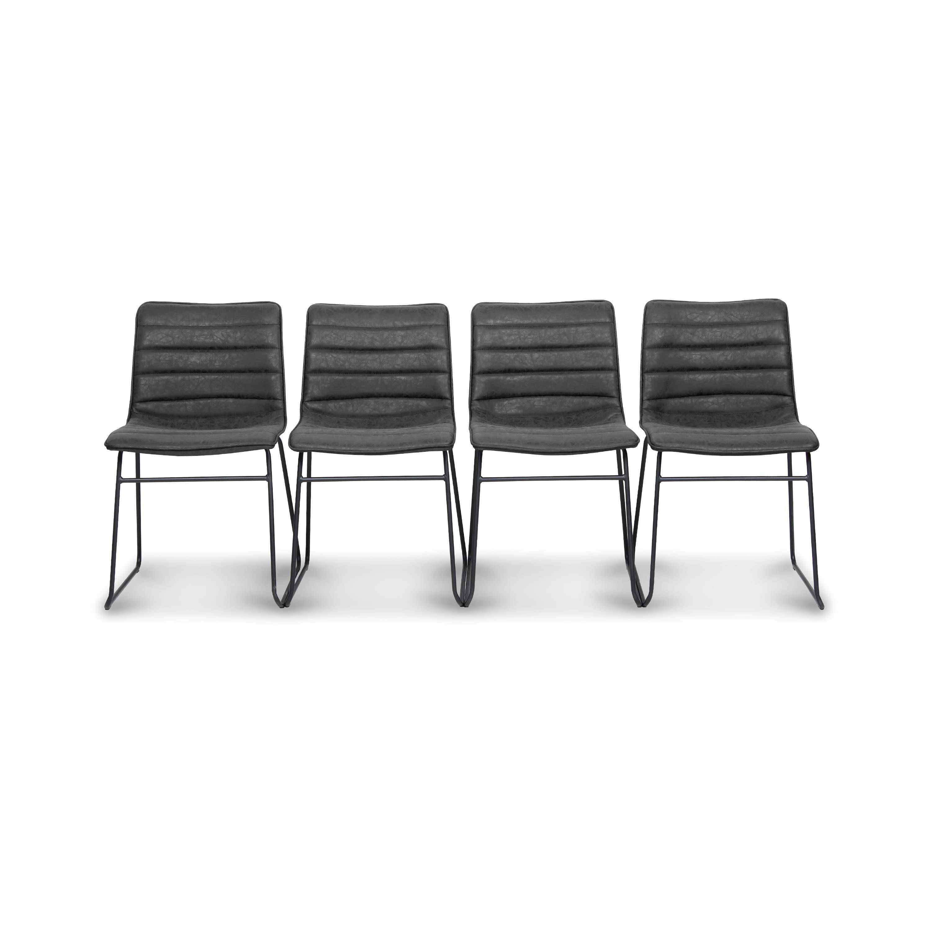 Set van 4 stoelen, kunstleer, metalen poten -  Zwart Photo1