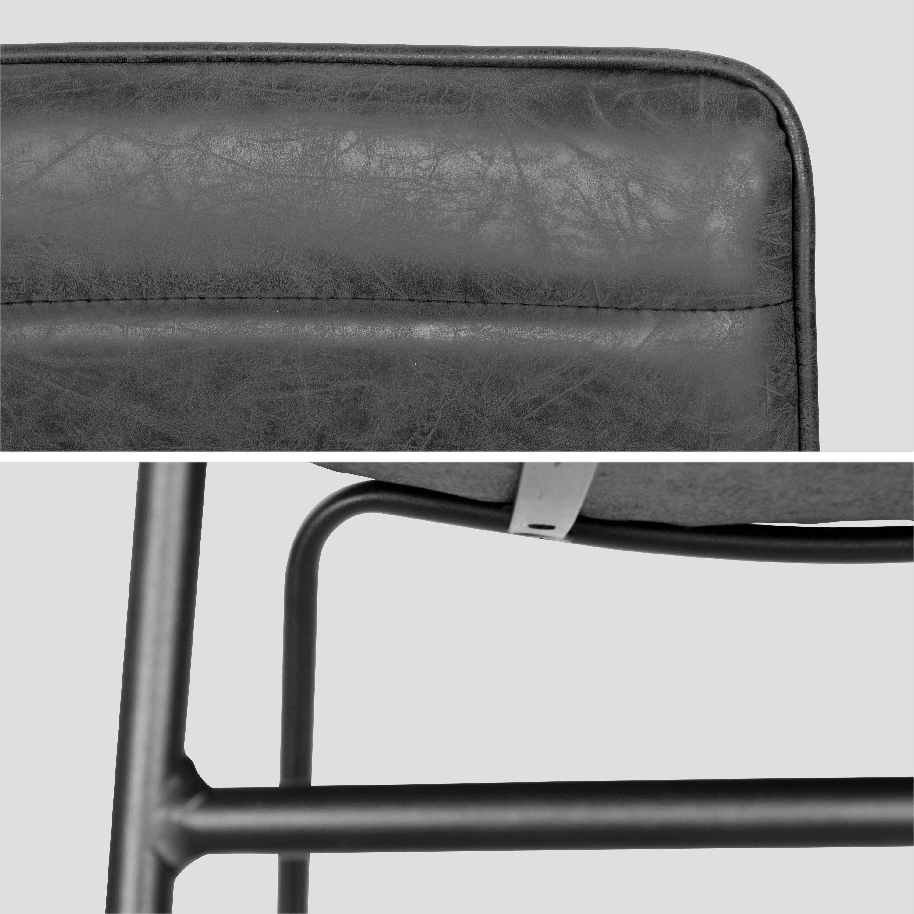 Set van 4 stoelen, kunstleer, metalen poten -  Zwart Photo4