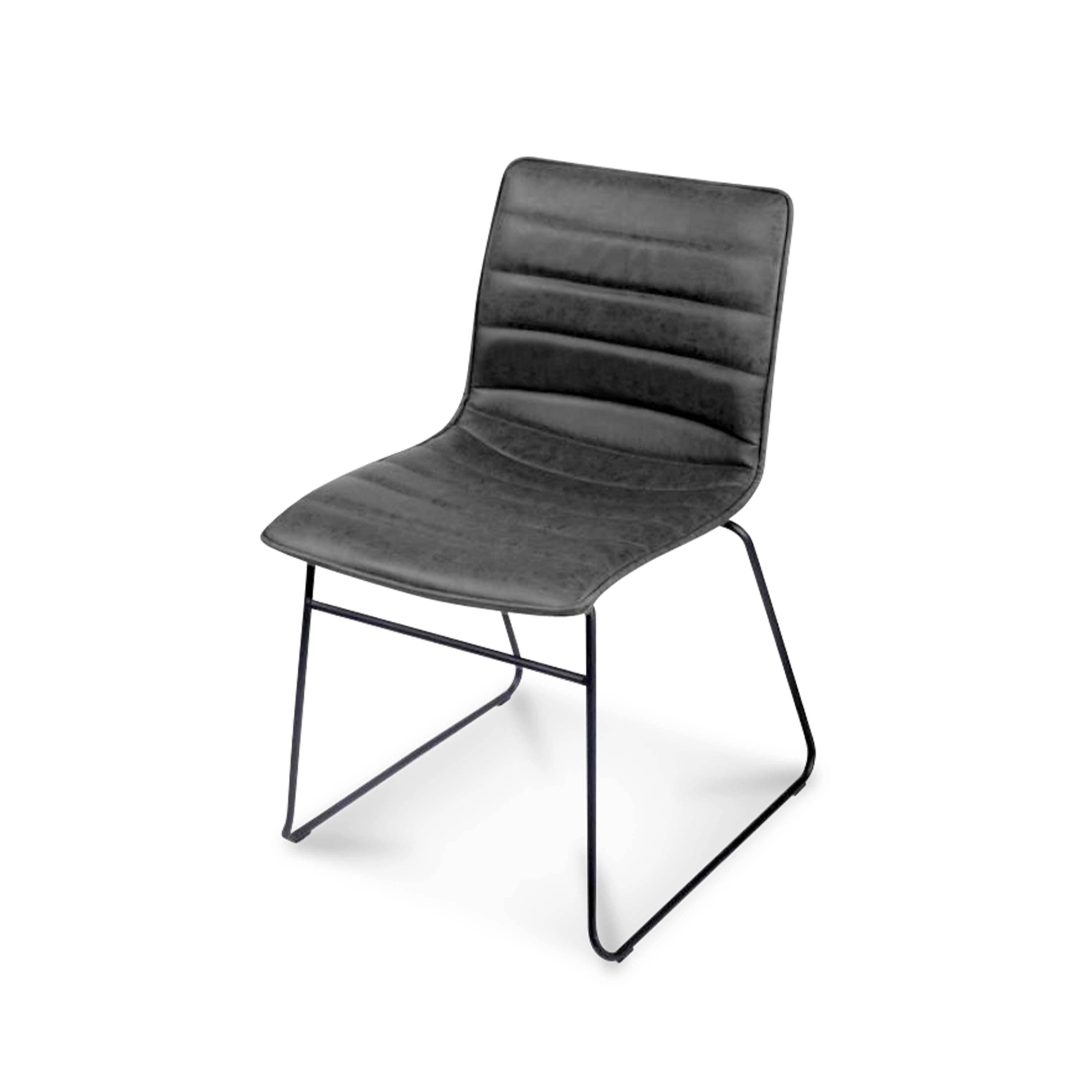 Set van 4 stoelen, kunstleer, metalen poten -  Zwart Photo3