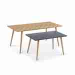 Conjunto de 2 mesas de centro natural y gris - 110x50x45,5cm y 70x40x39cm - Etnik - base de madera maciza de eucalipto, diseño escandinavo Photo1