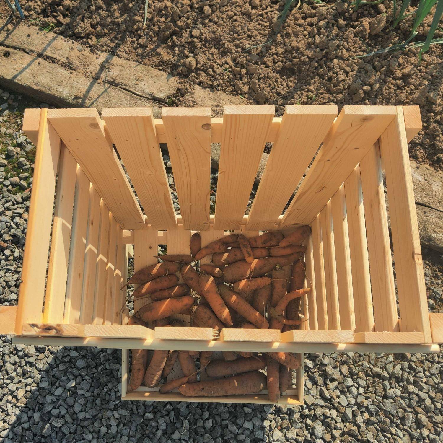 Meuble de rangement pour pomme de terre Roseval bois de pin canadien, 50x30x80cm, avec tiroir, 4 pieds Photo4
