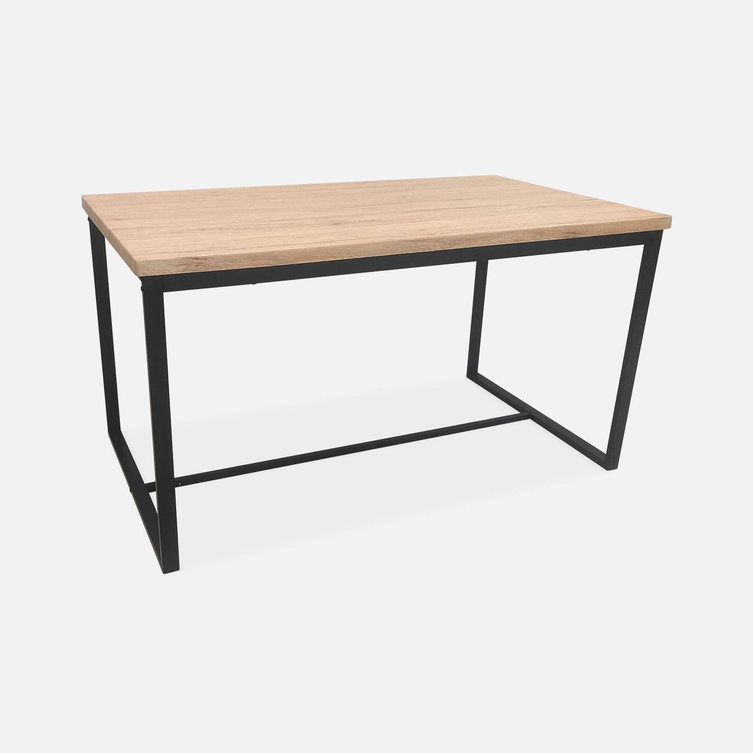 Set LOFT table rectangulaire en acier noir L140x l80 x H75cm, 2 bancs de L120x l35x H46cm, 4 places Photo5