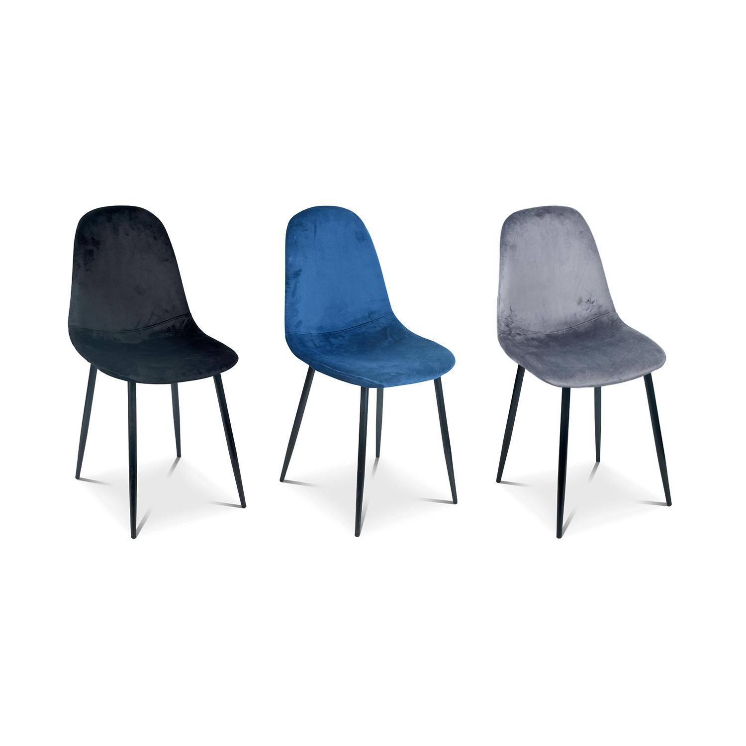 Set di 4 sedie - Bombay - sedie in velluto, gambe in metallo, vintage, comode, design, base in acciaio, L44x P53 x H88cmn grigio scuro Photo7