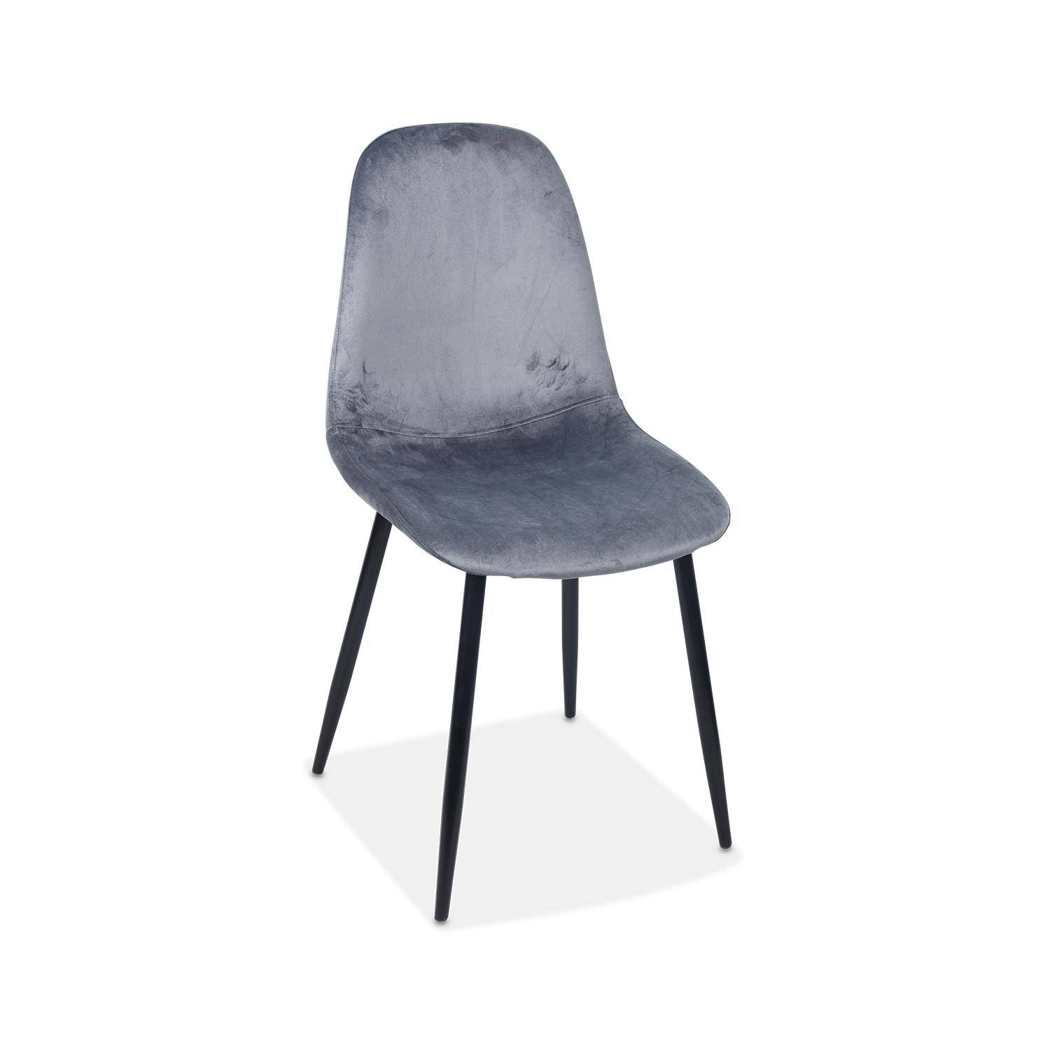Lot de 4 chaises – Bombay – chaises en velours, pieds en métal, vintage, confortable, design, piétement en acier, L44x P53 x H88cmn grises foncées Photo4