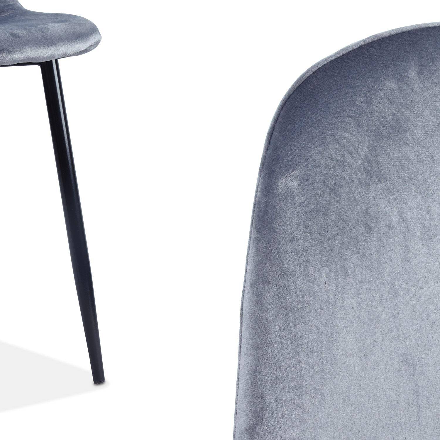 Lot de 4 chaises – Bombay – chaises en velours, pieds en métal, vintage, confortable, design, piétement en acier, L44x P53 x H88cmn grises foncées Photo5