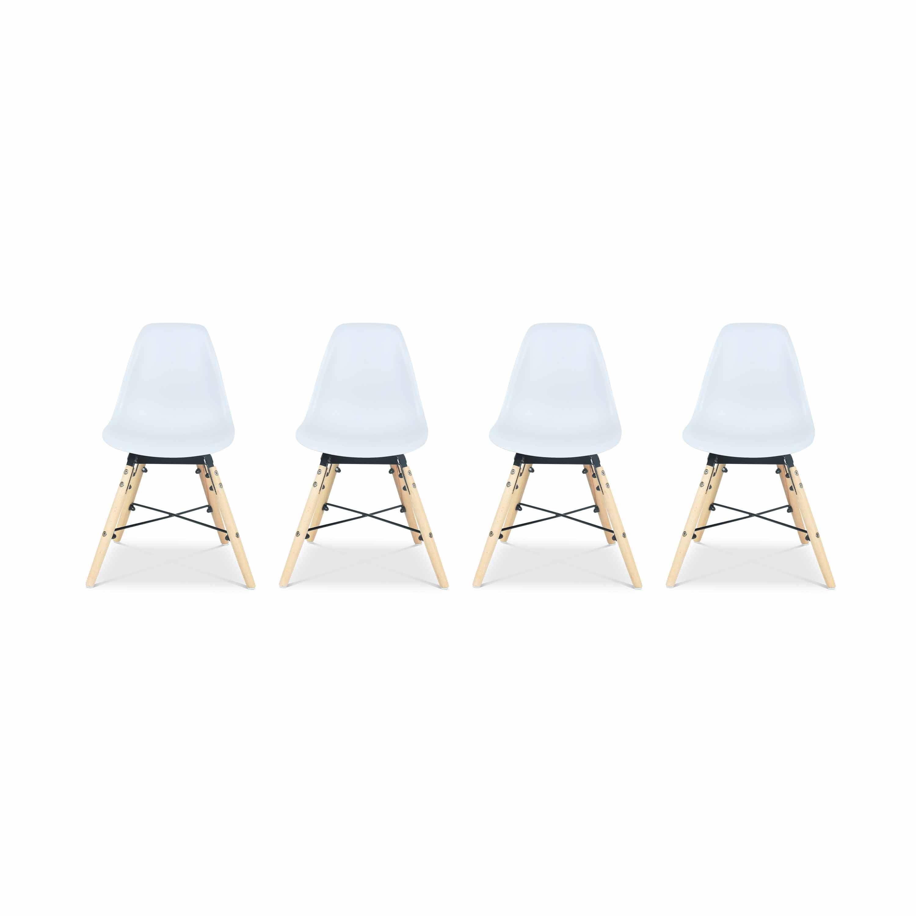 Lot de 4 chaises blanches pour enfants, bois hêtre, L30.5x P36 x H56cm, CHARLIE Photo2