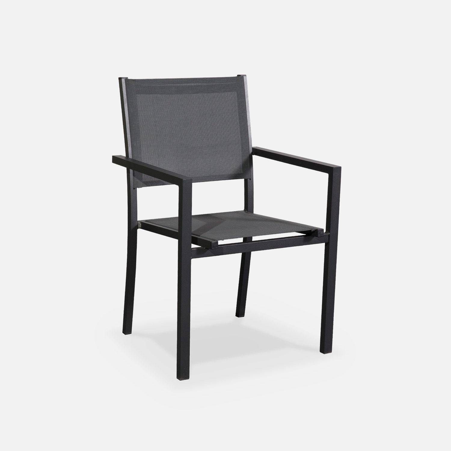 Comedor de jardin, conjunto de mesa y sillas de aluminio y textileno - Antracita / Gris - 6 plazas - Capua Photo6