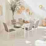 Lot de 2 chaises - Orlando Blanc / Taupe - En aluminium blanc et textilène taupe, empilables Photo4