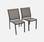 Set van twee aluminium en textileen stoelen