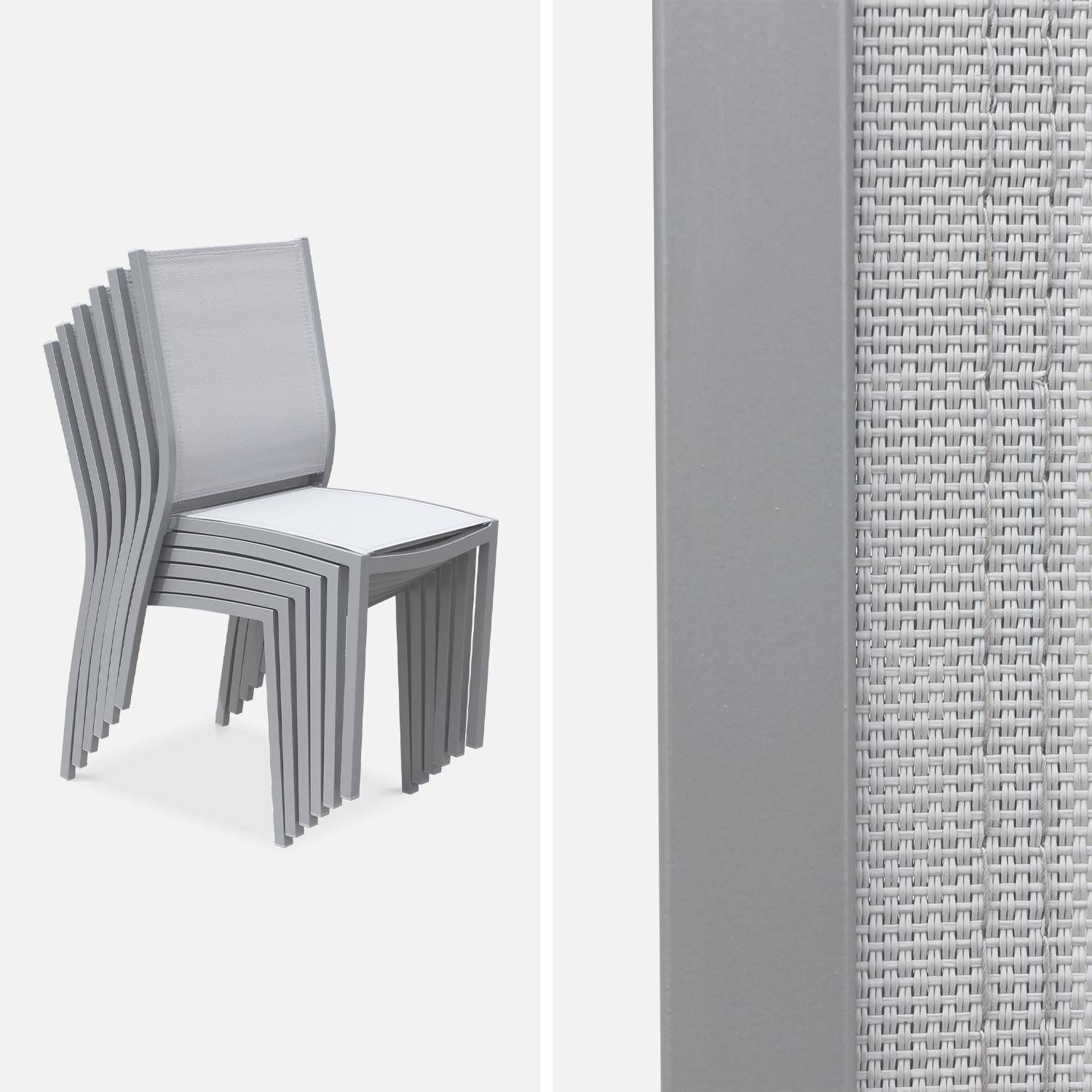 2er Set Gartenstühle - ORLANDO Farbe Grau / Hellgrau - Gestell aus Aluminum, Sitz aus Textilene, stapelbar Photo3