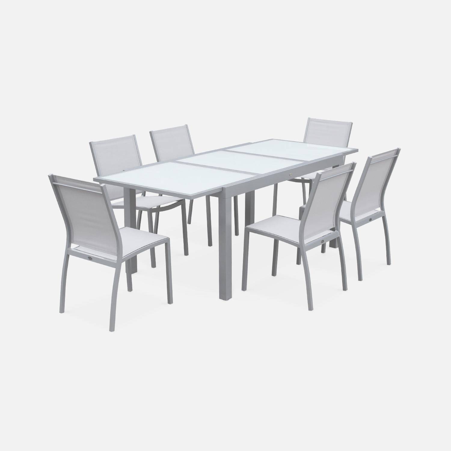 2er Set Gartenstühle - ORLANDO Farbe Grau / Hellgrau - Gestell aus Aluminum, Sitz aus Textilene, stapelbar Photo2