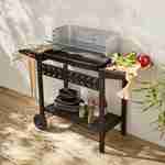 Barbacoa de carbón vegetal - Alfred - Negro y gris, altura de la parrilla ajustable, estantes de madera Photo1