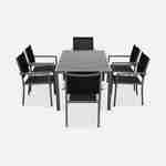 Ensemble Capua, 1 table 150cm et 6 fauteuils en aluminium et textilène Photo3