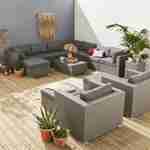Gartengarnitur aus Kunststoffrattan XXL - Tripoli - grau-graue Kissen - 14 Plätze Photo1