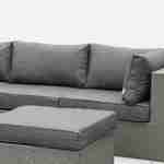 Gartengarnitur aus Kunststoffrattan - Caligari - Grau, Graue Kissen - 5 Plätze - 1 Sessel, 1 Sessel ohne Armlehne, 1 Hocker, 2 Ecksessel, ein Couchtisch Photo3