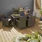 Salon de jardin 6 places - Tavola 6 Gris - Résine tressée, table 150cm, coussins gris, 6 fauteuils Photo1