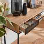 Console décor bois 120x39x75cm - Brooklyn - pieds en métal noir, 1 tiroir  Photo2